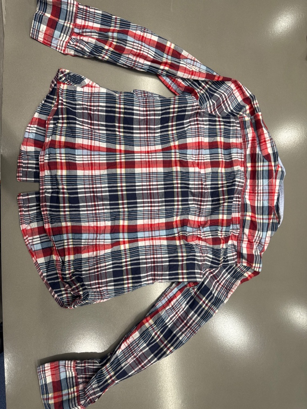 Tommy Hilfinger Plaid LS Red, White, & Blue Blouse Women’s Large - Picture 5 of 7